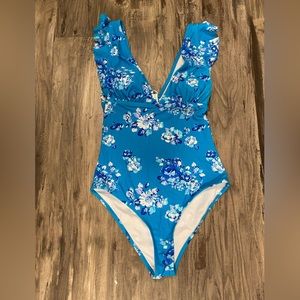NWT CUPSHE blue floral one piece size small